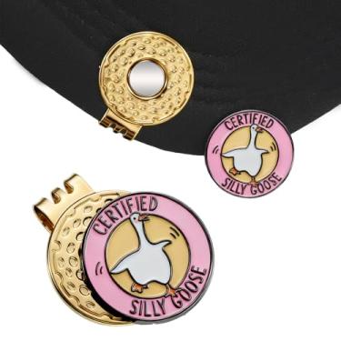 Imagem de Norme Marcador de bola de golfe engraçado com clipe magnético para chapéu, clipe magnético engraçado certificado para chapéu de ganso bobo, acessório de golfe legal de liga durável, presente novidade