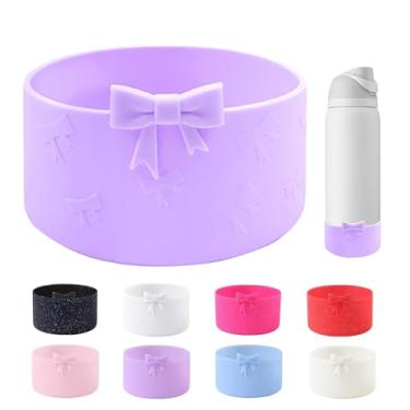 Imagem de Bota de silicone Bow para garrafa de água Owala 947 ml, capa protetora antiderrapante para garrafas de água de aço inoxidável FreeSip, Twist e Flip - Roxo