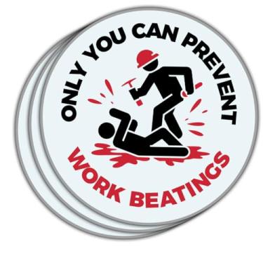Imagem de Adesivo de vinil com 3 peças ONLY You CAN Prevent Work Beatings | Decalque impermeável para capacete - Locker - Laptop - Garrafa de água - Telefone - Carro - Adesivo de presente - 7,6 cm
