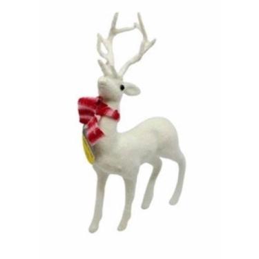 Imagem de Enfeite Rena Branco Natalina Em Pé Isopor Decoração De Natal - Utilida