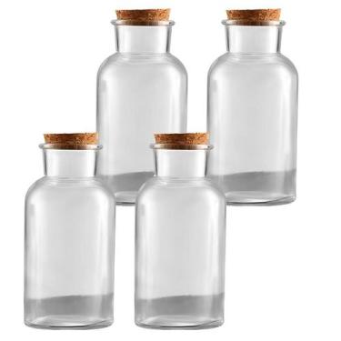 Imagem de Kit 4 Pote Hermético 1,1 L Com Tampa De Cortiça Condimentos - CLICK HO