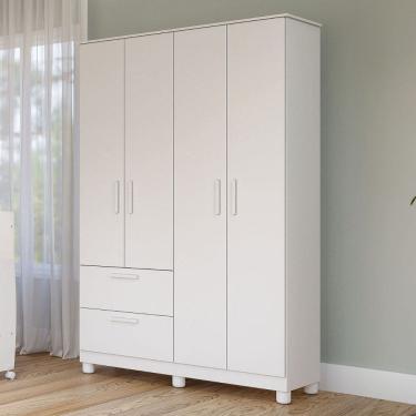 Imagem de Guarda-Roupa de Bebê Jujuba 4 Portas 2 Gavetas 100% Mdf Branco - Permóbili