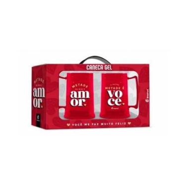 Imagem de Caneca Gel 300Ml C/2 Metade De Mim E Voce Brasfoot