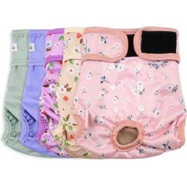 Imagem de Grecle fraldas para cães femininos 5 unidades - fraldas reutilizáveis ​​premium para cachorrinhos no calor - fraldas para cães altamente absorventes femininas para incontinência de animais d