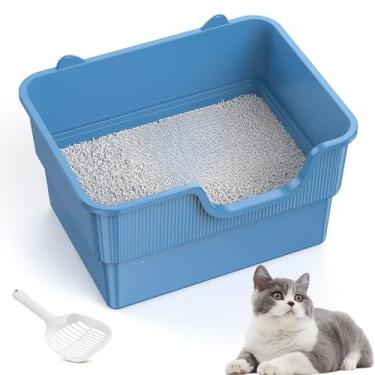 Imagem de Caixa de areia grande para gatos Bandeja sanitária extragrande semi-fechada (Azul)
