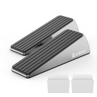 Imagem de Cunha de batente de porta resistente – Pacote com 2 cunha de batente de porta de tamanho grande feita de metal de liga de alumínio, adequado para qualquer porta, qualquer piso, com conjunto de 2