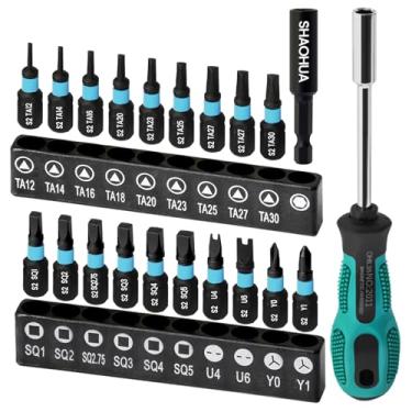 Imagem de Conjunto de chaves de fenda de 21 peças, conjunto de brocas triangulares TA12-30, pontas quadradas #2,2,75, 3,4,5, brocas em forma de U U4, U6, chaves de fenda tipo Y Y0, Y1, conjunto de chaves de