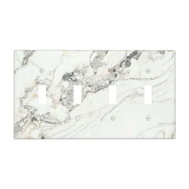 Imagem de Nadoabtm Placa de cobertura para interruptor de luz, placa de pedra de mármore moderna, padrão de 4 gangues, placa de parede com alternância quádrupla, capa de tomada elétrica, capas decorativas para