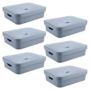 Imagem de Caixa Organizadora Ou Plastico 16L Cube Azul 06 Unidades