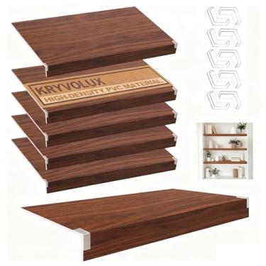 Imagem de Kryvolux 5 capas para rack de arame, 61 x 40 x 7,6 cm, capa de prateleira de despensa de PVC, 0,8 cm de espessura, removível para armário, prateleira, decoração, cozinha, banheiro, escritório (cor