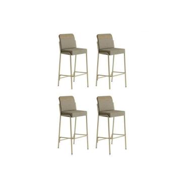 Imagem de Banqueta De Cozinha Duo 1753 Kit 4 Un Dourado-linho Bamboo-ano Bamboo - Carraro