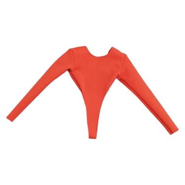 Imagem de oshhni Roupa para Figura de ação em Escala 1/6, Macacão, Maiô de Manga Longa e Elegante para Bonecas Femininas de 30 cm (12 polegadas), Laranja Vermelho