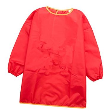 Imagem de Luzhengyang Blusa de arte infantil, avental de manga comprida para pintura - vermelho P, 90-100 cm de altura, material ambiental, fácil de limpar, respirável, perfeito para pintar e brincar