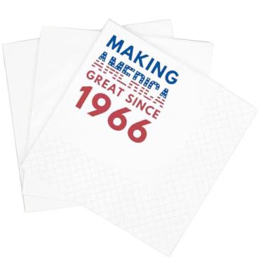 Imagem de SharkBliss Guardanapos engraçados de coquetel de aniversário de 60 anos, pacote com 100, ótimo desde 1966, guardanapos de coquetel de papel para bebidas descartáveis para sua festa de 60 anos de 60