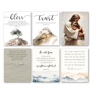 Imagem de Bgohrd Pôster das escrituras cristãs, pintura de paisagem, arte de parede para decoração de quarto, pôster religioso para casa de fazenda, versículos bíblicos de Jesus para suprimentos de sala de
