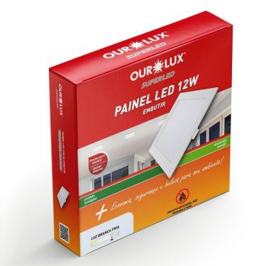 Imagem de Painel Led Super Eco Embutir 12w Biv 6500k Quadrado - 02900 - Ourolux Painel Abs Led Embutir 12w Biv 6500k Quad.ourolux
