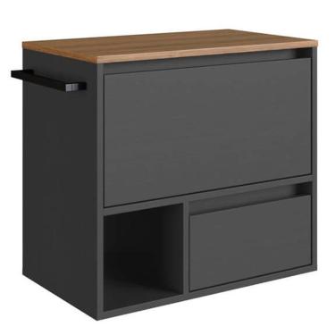 Imagem de Gabinete Para Banheiro 01 Porta 01 Gaveta 60cm Mel Grafite Proddy