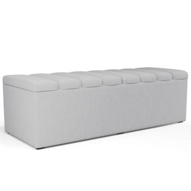 Imagem de Calçadeira Recamier Baú Para Cama De Casal King Dália 195x50 Cm W01 Linho Cinza - Lyam