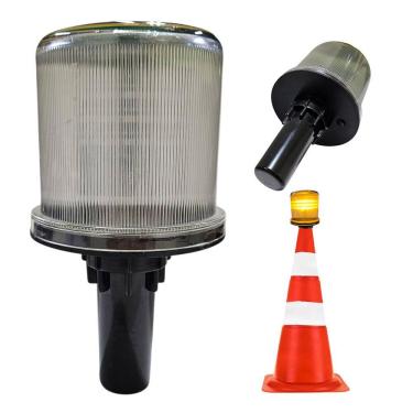 Imagem de Sinalizador Solar Viario Cone Rodovia Estrada Transito Trafego Avenida Sinalizaçao Obra Alerta Emergencia Aviso Acidente