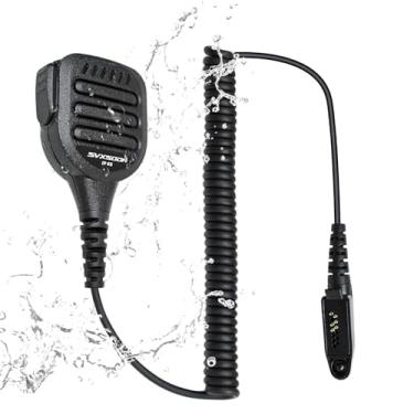 Imagem de Microfone de alto-falante de ombro à prova d'água com conector de 3,5 mm compatível com Motorola, Retevis, rádios Ailunce, classificação IP para uso externo, áudio transparente (preto)