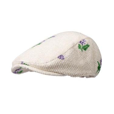 Imagem de Boné feminino bordado floral, plano, estilo Gatsby Newsboy - yiweisai