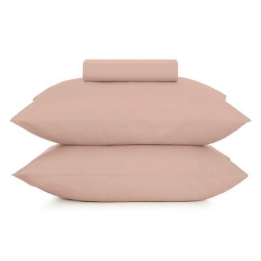 Imagem de Jogo Cama de Simples Altenburg 3pc Liso Toque Acetinado Rosa Lunar