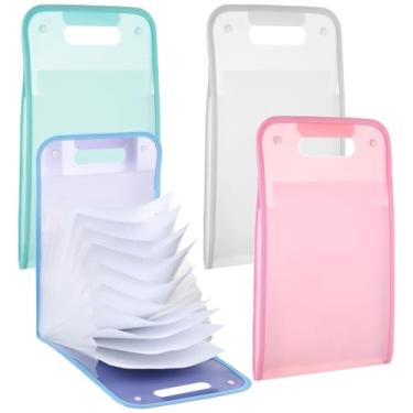 Imagem de 4 pastas de documentos A4 com alças, armazenamento impermeável expansível com 13 bolsos para negócios, viagens e escola