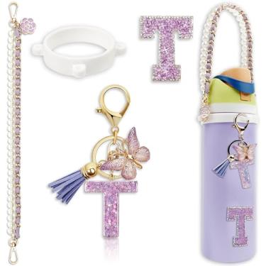 Imagem de Acessórios de letras para garrafas de água Owala – 680 g 947 g 1,134 g, com lindo pingente inicial e alça de alça, compatível com Free Sip, copo de café, Owala Kids, Sway, Stanley Cup Accessories