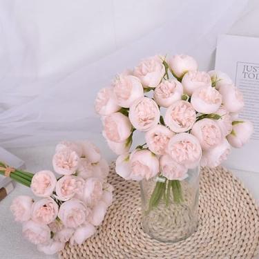 Imagem de 27 peças de flores artificiais - flor de seda com hastes rosas rosa arranjos florais falsos para casa de banho escritório mesa central prateleira decoração de casamentos