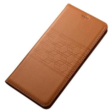 Imagem de POYUFRG Capa de couro genuíno para Xiaomi 17 Pro Max/17 Pro/17, capa carteira de negócios vintage flip magnética com compartimento para cartão, bege, 17 Pro