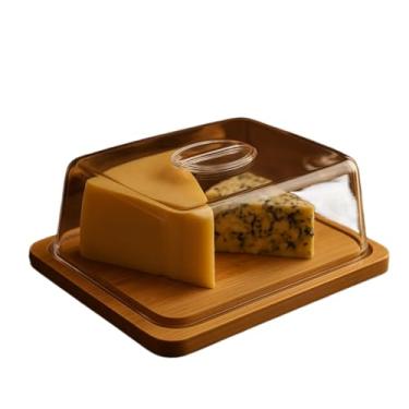 Imagem de Boleira e Queijeira 2 em 1 Frios Acrílico Transparente com Base Bambu Premium 28cm(QUEIJEIRA RETANGULAR)