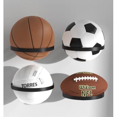 Imagem de Suporte de parede para basquete, suporte de armazenamento de bolas para autografar basquete, futebol, coleção de vôlei, organizador de acessórios esportivos para fãs de jogadores