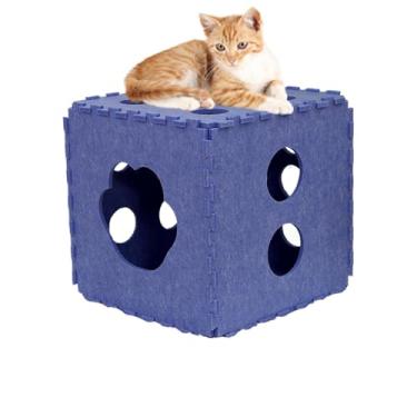 Imagem de Casa do Gato,Caverna do Gato - Ninho de cama de gato de feltro em formato de quebra-cabeça | Casas e condomínios para gatos, refúgio para gatos, tábua de arranhar dobrável para gatos com menos de 11 a