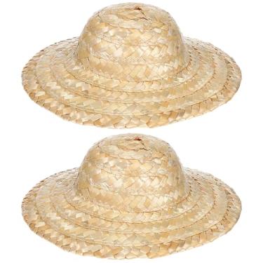 Imagem de UKCOCO 2 Mini Chapéus de Palha - Chapéu de Cowboy Em Miniatura de 20 Cm para Bonecas - Pequenos Chapéus de Palha para Artesanato Diy, de, Enfeites para Festas E Bijuterias