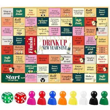 Imagem de Fofeadm New Year's Eve Drinking Games, Rubber Mat Drinking Board Game for Adults, Funny Party Interactive Drinking Games, Age 21+, 2-8 Players