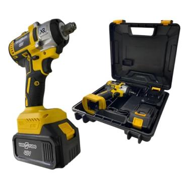 Imagem de Chave De Impacto Profissional Led 2 Baterias 48v Com Maleta + 10 Acessórios 360nm 2300rpm Cor Amarela
