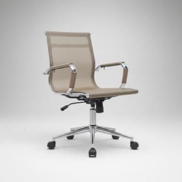 Imagem de Cadeira de Escritório Diretor em Tela Mesh Dourada com Braços Cromados