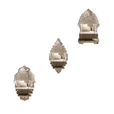 Imagem de Kit Mini Espelhos Decorativos Venezianos Pegui Bari 3 Peças - Creatus