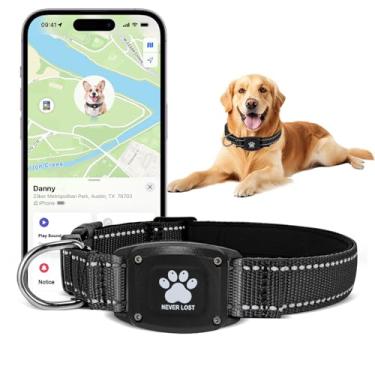 Imagem de Myiwb Coleira GPS para cães rastreador 2 em 1, coleira refletiva à prova d'água, somente iOS, sem taxas mensais, alcance ilimitado, ideal para rastreamento de cães, para cães pequenos (P (32 a 42 cm