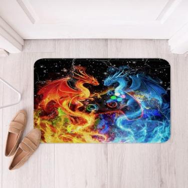 Imagem de Feelyou Tapetes de banho gamer para banheiro, dragão, jogos, banheiro, fogo, gelo, dragão, chuveiro, banheira, para crianças, meninos, meninas, acessórios de banheiro, decoração de quarto adulto, 40,6