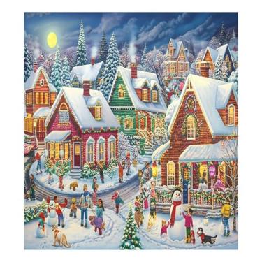 Imagem de SEHANY Capa magnética para lava-louças de Natal Snowy Town, adesivos magnéticos para decoração de Natal para painel de geladeira e lava-louças, decoração de Natal de cozinha doméstica 58 x 66 cm