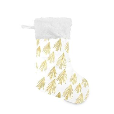 Imagem de GakkiGii Meia grande para árvore de Natal dourada, decoração de Natal suspensa para parede de árvore de lareira, 45 x 31 cm