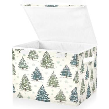Imagem de Blueangle Caixas de armazenamento dobráveis 1 pacote, cestas de armazenamento de árvore de Natal de desenho animado com tampas e alça para casa quarto armário escritório (142)