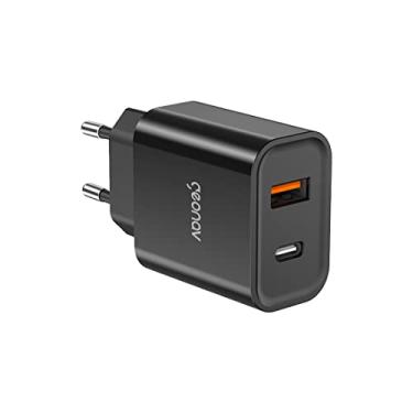 Imagem de Geonav Carregador Universal Ultra Rápido Duo, 1 X USB-C Power Delivery 20W, 1 X USB Quick Charge 18W, CH20PDQCBK, Preto