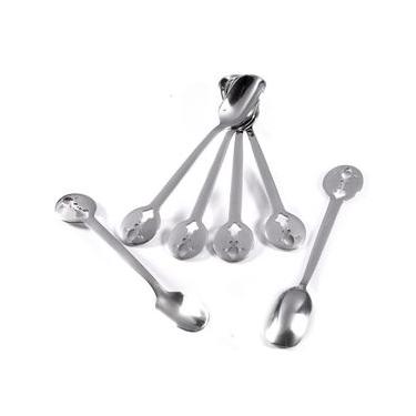 Imagem de Jogo com 6 Colheres de Café Chá Inox Luxo Prata Kiss Bugatti