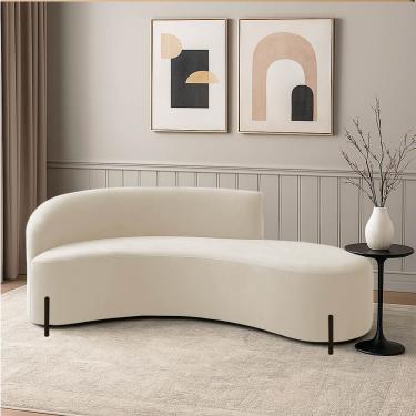 Imagem de Sofá 4 Lugares Orgânico 220cm Pé Preto Morgan Cotelê Ext/veludo D03 - D'rossi Cor Bege