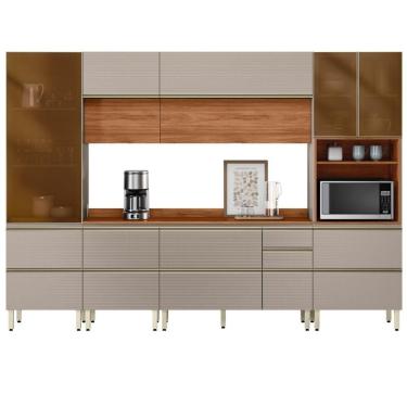 Imagem de Cozinha Modulada Proença 6 Peças Com Paneleiro 1 Forno Nogueira Touch/nude Prime Tx - Demartêz Nogueira Touch/nude Prime Tx