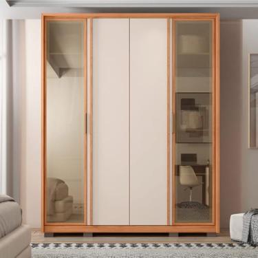 Imagem de Guarda Roupa Solteiro Lume com 4 Portas e 3 Gavetas MDF Freijo/OffWhite G11 Gran Belo