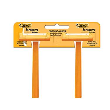 Imagem de Aparelho de Barbear BIC Aparelho de Barbear BIC Sensitive Shaver, Lâmina Revestida de Cromo, 876510, 2 unidades, Cabo Antideslizante, BIC, Branco, 11