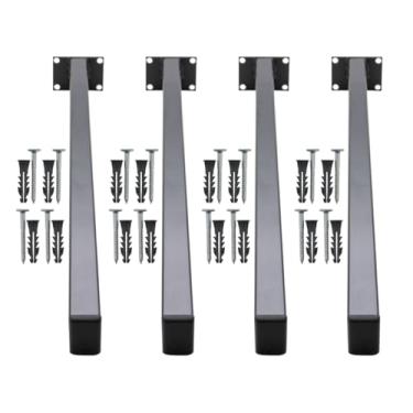 Imagem de Kit 4 Suportes Para Pia De Parafusar 50cm Grapa Mão Francesa Parede Granito Balcão Microondas Banheiro Lavanderia (Preto)